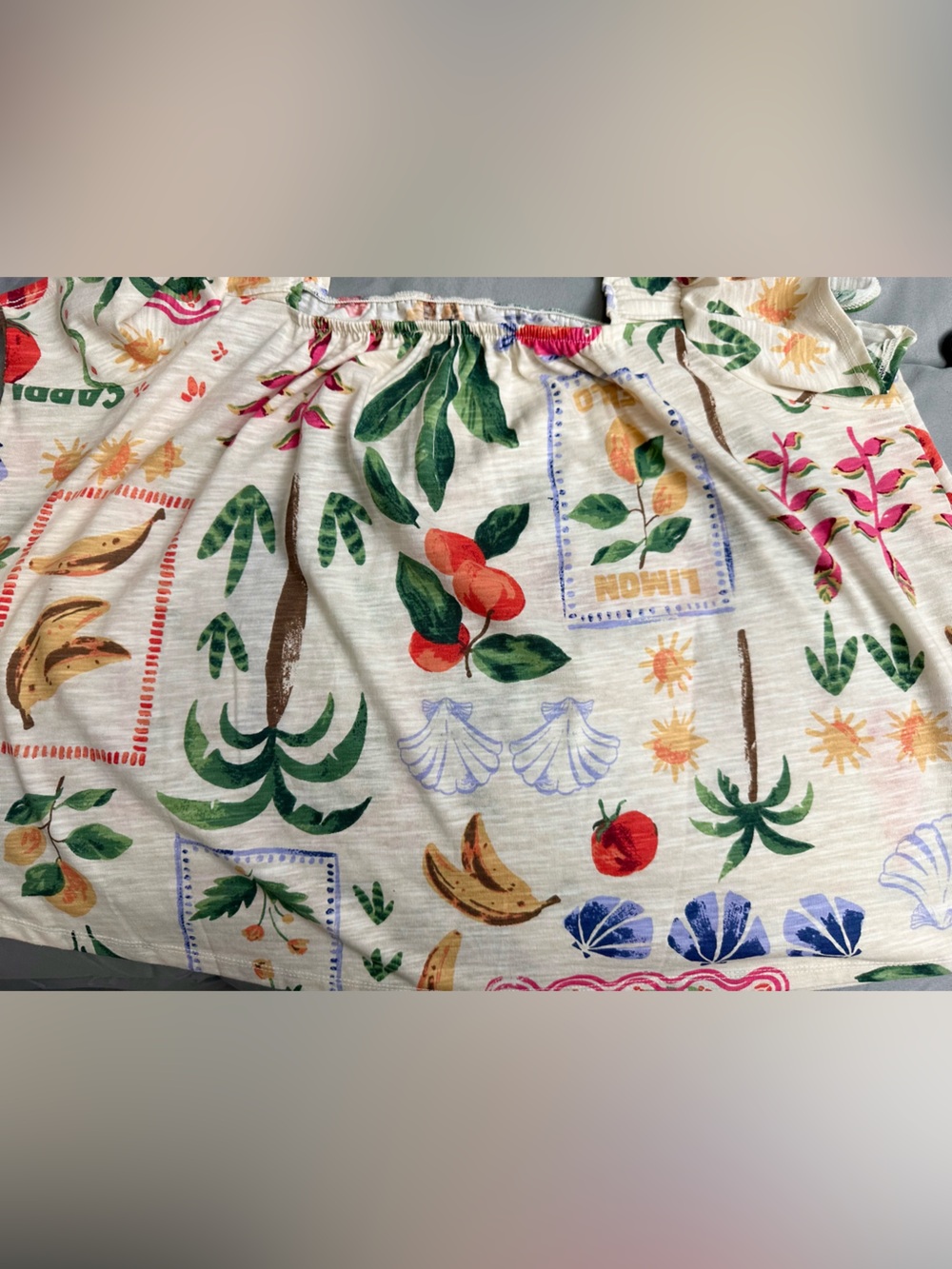 Summer top - lemon, banana, orange, seashell print - Picture 7 of 7